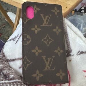 Louis Vuitton Brown Monogram Phone Case with Pink Accent